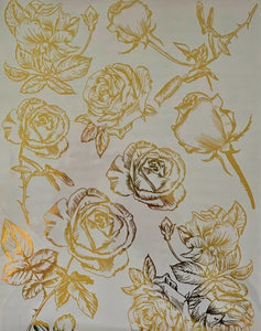 Gold Foil Rub On Roses Transfer